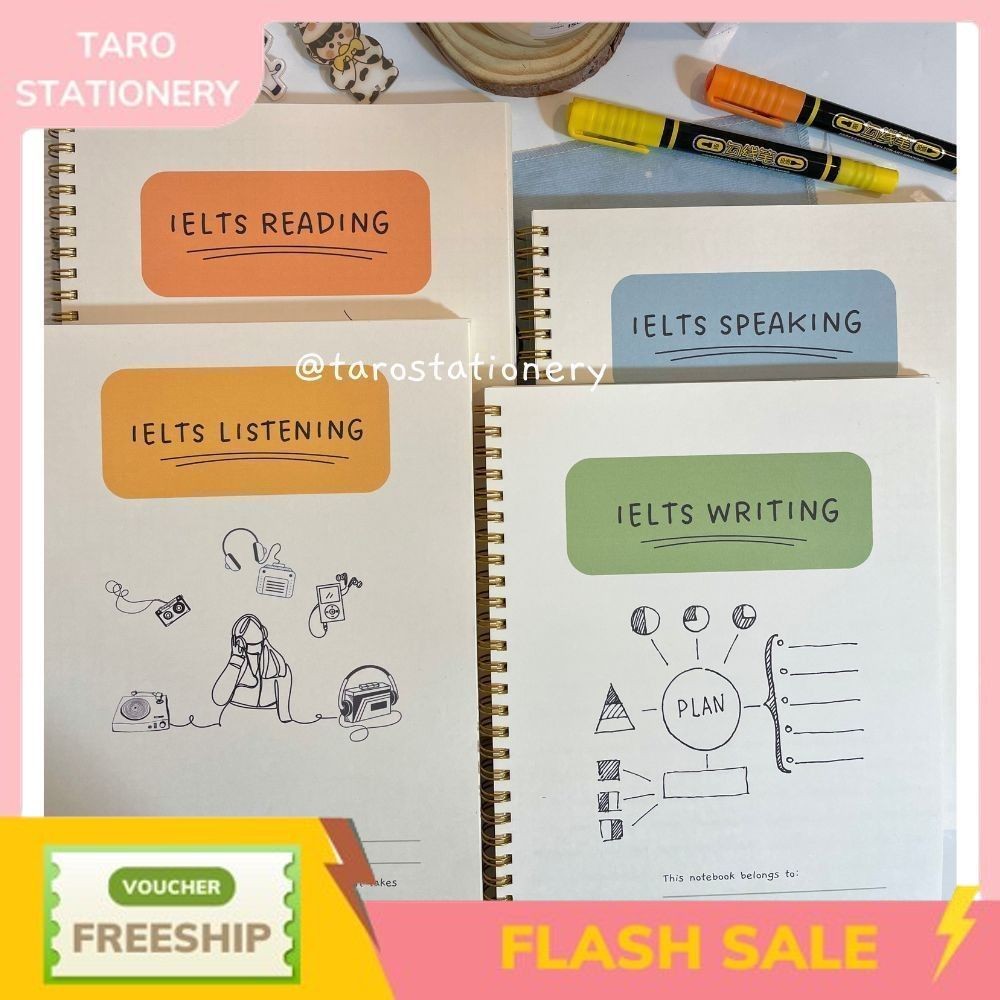 Sổ IELTS Writing, Speaking, Listening, Speaking Sổ Notebook IELTS, T04 Tiếng Anh Taro Stationery