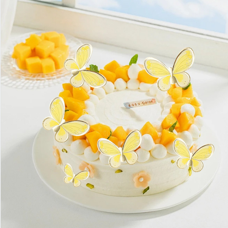 🌈🌈5 PCS Plugin Golden Edge Butterfly Baking Plugin Trang trí bánh bướm đầy màu sắc Plugin bánh sinh 