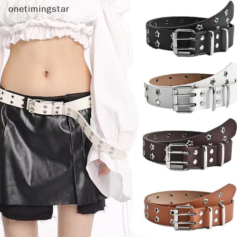 Onetimingstar Thời Trang Nam Nữ Phong Cách Punk Dây Xích Dây Có Thể Điều Chỉnh Ngôi Sao Rỗng Đôi Ngực Khóa Kim Loại Da Quần Jean Dây Thắt Lưng OTS