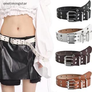 Onetimingstar Thời Trang Nam Nữ Phong Cách Punk Dây Xích Dây Có Thể Điều Chỉnh Ngôi Sao Rỗng Đôi Ngực Khóa Kim Loại Da Quần Jean Dây Thắt Lưng OTS