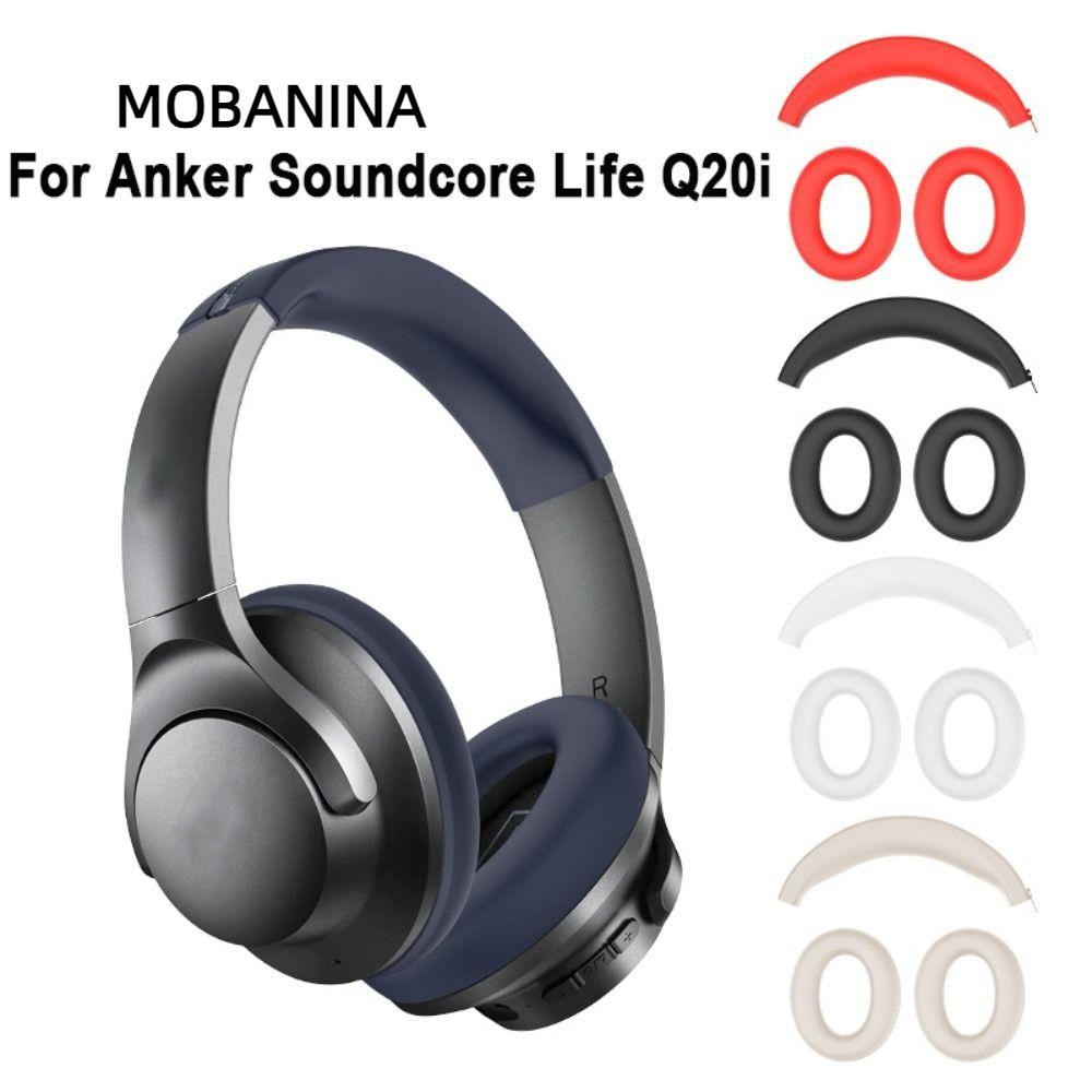 Mobanina Miếng đệm tai Đệm, Vỏ bảo vệ thay thế bịt tai, Phụ kiện tai nghe Tay áo tai nghe Băng đô silicon cho Anker Soundcore Life Q20i
