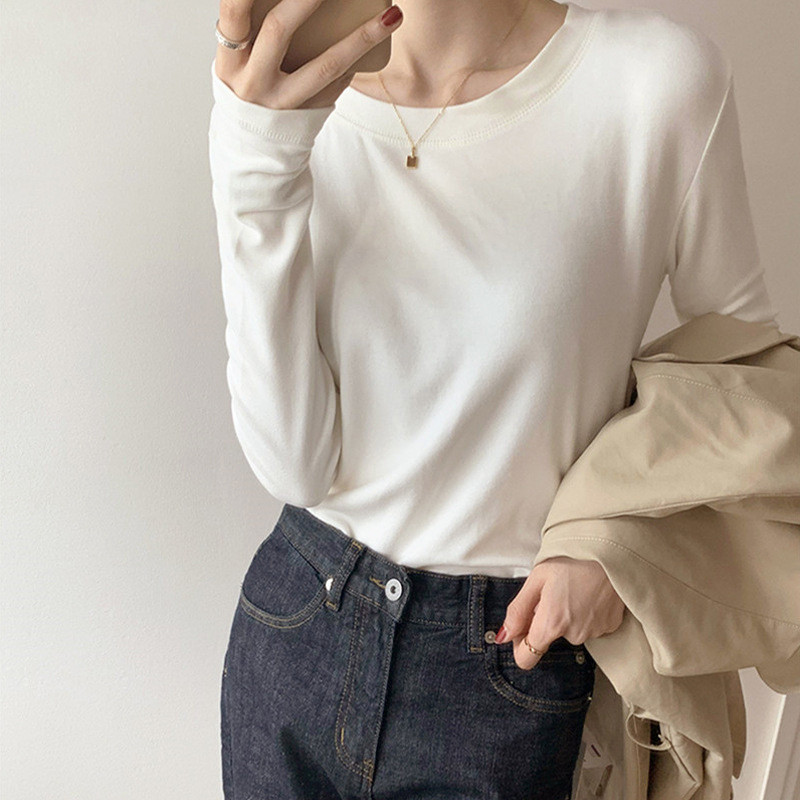 Áo mặc trong cổ tròn áo thường ngày phối bên trong tôn dáng mẫu mới mùa xuân Đức nhung cho nữ áo phô