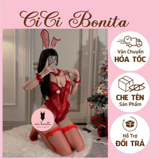 Cosplay thỏ bông trắng viền ren siêu đáng yêu gợi cảm set ngủ thỏ bunny đen đỏ trắng quyến rũ CICI BONITA HCM CP157