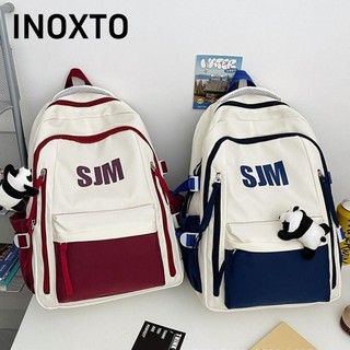 INOXTO Schoolbag, Ba lô mặt dây chuyền gấu trúc Nylon đa năng, Ba lô nữ nhẹ dung tích lớn thông thường