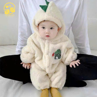 Bodysuit Bé Trai Bé Gái hình gấu dễ thương,Body Lông Cừu Ấm Áp Cho Bé, Quần Áo Trẻ Em, Bộ Liền Thân Thu Đông Size 3-12kg