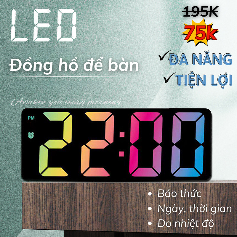 Đồng hồ led để bàn trang trí decor điện tử đẹp, Đồng hồ để bàn, đồng hồ Led để bàn,  đồng hồ báo thức Voi.Baby