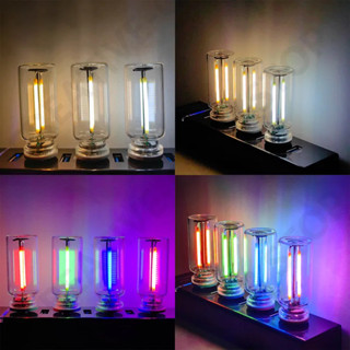 Retro USB LED Filament ánh sáng ban đêm mờ COB xách tay đèn bóng đèn 5V mini cảm ứng sạc trang trí màu vàng ấm áp màu đỏ lạnh màu hồng sợi đốt kho báu cắm trại chiếu sáng