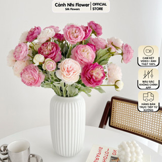 Cành hoa trà kép - mao lương, cành dài 60cm, thân lá tuyết, 2 bông 1 nụ - Cảnh Nhi Flower