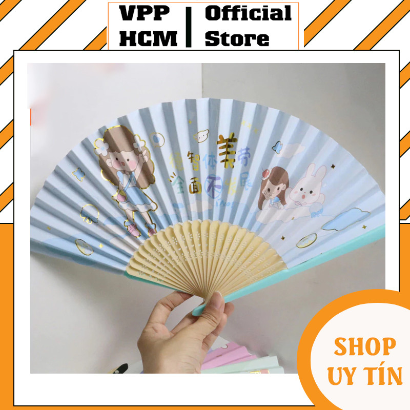 Quạt Giấy Xếp Xòe Hoạt Hình Cute, Quạt Cầm Tay Hộp 61904 Gấp Gọn Nhiều Mẫu Mã Dễ Thương