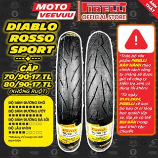   MTVV  CẶP VỎ LỐP xe máy PIRELLI Rosso Sport 70 90-17 & 80 90-17 Sirius EX 150 EX 135 Dream Wave FU Winner<END> 