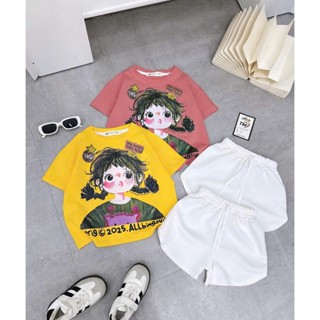   10-30kg  set bộ cô gái cotton 2025 2 màu vàng hồng 