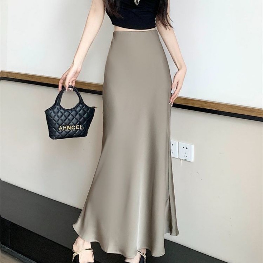RICH-THEY Chân Váy Dài Chất Liệu Lụa  Váy Chữ A Mịn Màng Satin Gợi Cảm Thời Trang Mới Dành Cho Nữ | BigBuy360 - bigbuy360.vn