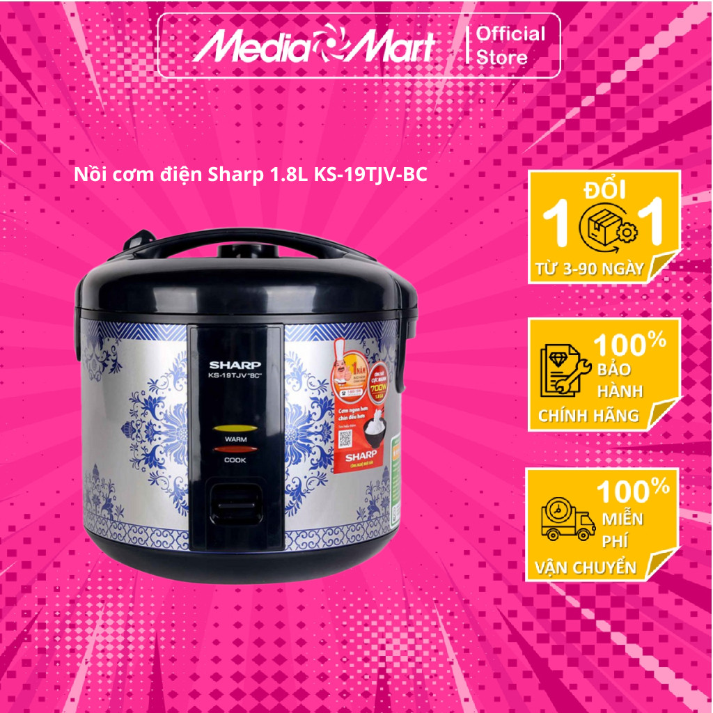 Nồi cơm điện Sharp 1.8L KS-19TJV-BC
