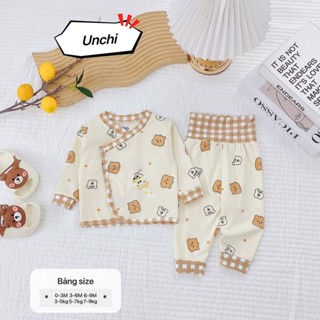  Bộ quần áo dài tay UC chất cotton nỉ quần cạp cao cho bé sơ sinh 3-8kg UC.BD162 