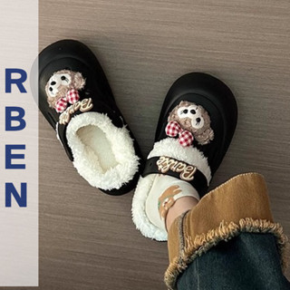  Renben Dép xỏ ngón thường ngày dễ thương dành cho nữ phong cách mới cho mùa thu đông thoải mái khi mặc bên ngoài không mỏi chân đế dày và dép lông sang trọng 