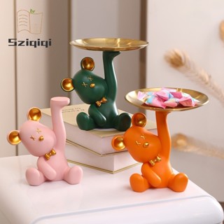 Sziqiqi tượng Gấu bê khay decor đựng mỹ phẩm Trái Cây Bánh Kẹo trái cây trang trí nhà cửa quà tặng sinh nhật khai trương