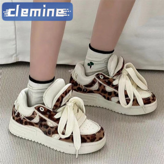 Giày thể thao thông thường thiết kế in họa tiết da báo thời trang nữ với giày thể thao đế ren ngón chân tròn