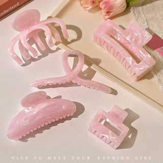 Ahellogirl Mực Đá Họa Tiết Kẹp Tóc Vuông Cho Nữ Phong Cách Hàn Quốc Mới Hồng Lớn Cá Mập Kẹp Tóc Phụ Kiện