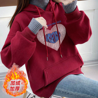  Áo len trùm đầu hai mảnh giả cổ lọ thời trang Hàn Quốc cho nữ áo hoodie in dày Lót Lông Cừu mới mùa thu và mùa đông Áo Hoodie thoải mái ấm áp cho sinh viên ix6p 