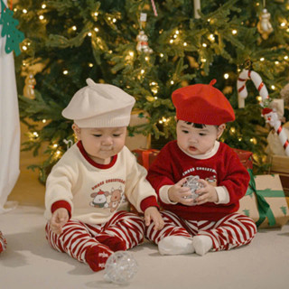 EMBES NOEL Bộ quần áo nỉ giág sinh cho bé trai bé gái từ 8kg yới 18kg