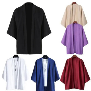 Nam Nữ Màu Trơn Kimono Plus Size 5XL Đơn Giản Haori Trang Phục Truyền Thống Nhật Bản Yukata