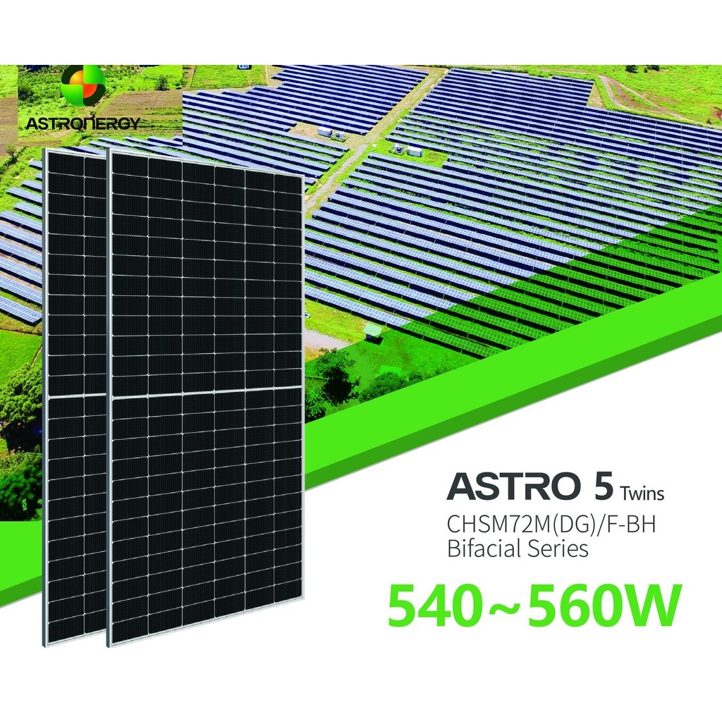 Tấm pin mặt trời 2 mặt kính ASTRONERGY 540W - 440W Jinko Tiger Neo Type Bifacial Mono-Loại A