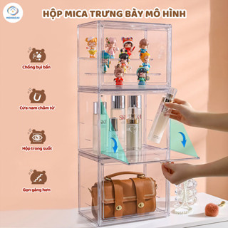 Tủ trưng bày nhựa trong suốt đựng túi xách, hộp mica tủ nhựa mô hình có nắp đậy chống nước và bụi