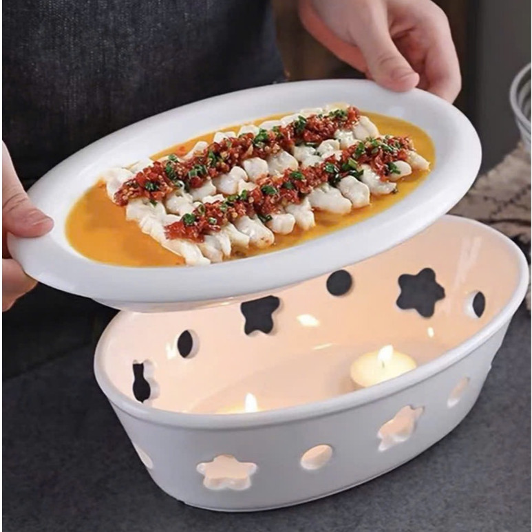 [SỨ LOHACO] BỘ BÁT ĐĨA SỨ 2 TẦNG HÂM NÓNG THỨC ĂN, BỘ BÁT ĐĨA HÌNH BẦU DỤC CHẤT LIỆU SỨ CAO CẤP