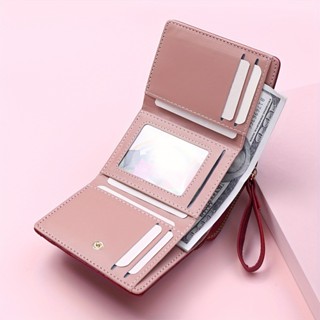 Da PU Đơn Giản Nữ Ví Ngắn Dung Tích Lớn Đa Năng Đa Năng Hộp Đựng Thẻ Tiền Mặt