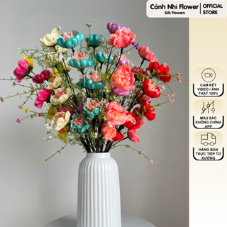  Cành hoa trà gạo cổ giả trang trí cao 60cm - 1 Cành 5 bông - Hoa giả decor phòng khách - Cảnh Nhi Flower 