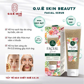 Ủ trắng & Tẩy Tế Bào Chết mặt Facial scrub Quê Skin Nâng tone chiết xuất Đậu Đỏ, Cà phê, Hoa Râm Bụt & Mầm Gạo Lứt