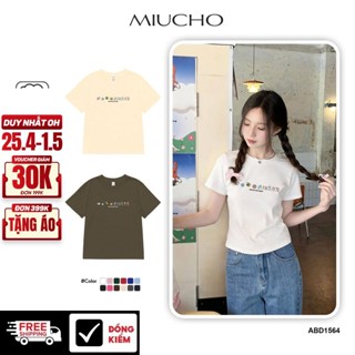 Áo baby tee ôm local brand ABD1564 Miucho vải cotton co giãn thoáng mát cổ tròn in mix