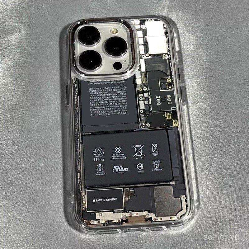 Ốp điện thoại cá nhân hóa họa tiết pin sáng tạo tương thích với iPhone 13 Pro 14 Pro 15 Pro 16 Pro X