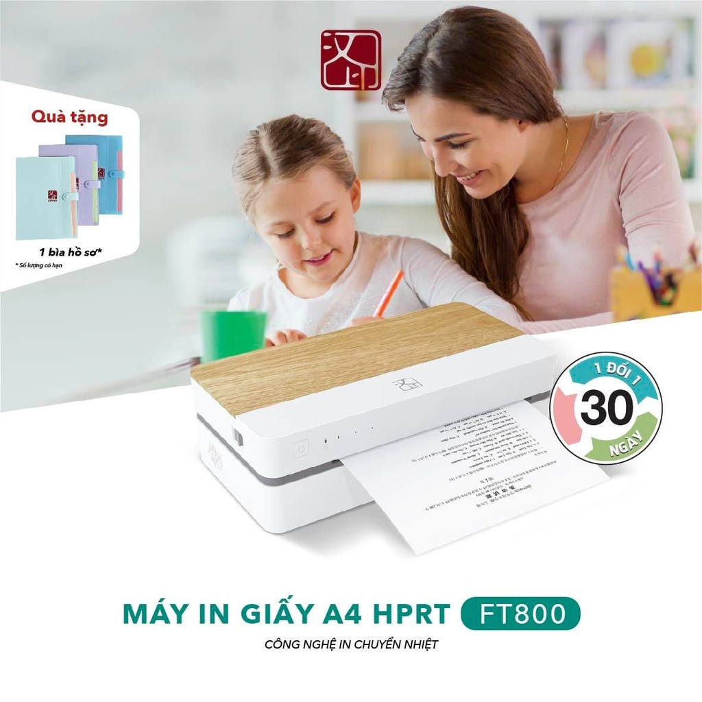 [ Có Hỏa Tốc HCM ]Máy in nhiệt HPRT FT800 Khổ A4 In WiFi Không mực LƯU BẢN IN 3 NĂM Tốc độ 100mm/s I