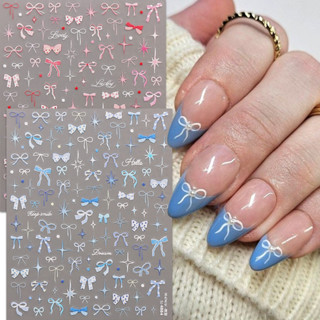 HAMA Nail Dán Móng Tay Bán Buôn Mùa Hè Nơ Ruy Băng Ngôi Sao Đơn Giản Trang Trí Móng Tay Dán Đề Can Mỏng Và Cứng Móng Tay Dán Đám Cưới Cô Dâu Móng Tay