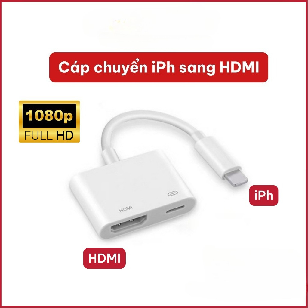 Máy chiếu TV cáp chuyển đổi với màn hình âm thanh - iPh sang HDMI Converter Full HD 4K