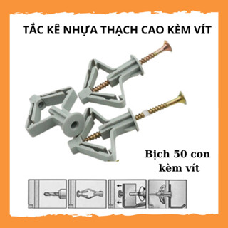 Tắc Kê Nhựa Tắc Kê Bướm Nở Cánh Bướm,Vít Nở Nhựa Lắp Trần Thạch Cao Bịch 50 Tắc Kê Kèm Vít FAIRY 