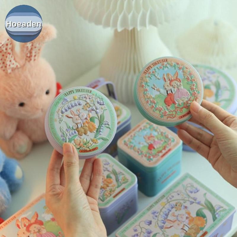 Hoeaden Nhỏ Jellycat Hoạt Hình Bonnie Thỏ Trống Hình Hộp Kẹo Quà Tặng Hộp Thiếc Hoa Trà Bình Đóng Gó