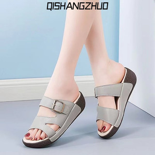 QISHANGZHUO dép đế cao dép sandal nữ dép quai ngang Thể thao Lịch lãm Thiết kế độc đáo Đi biển FPD2491HR1 44Z241027