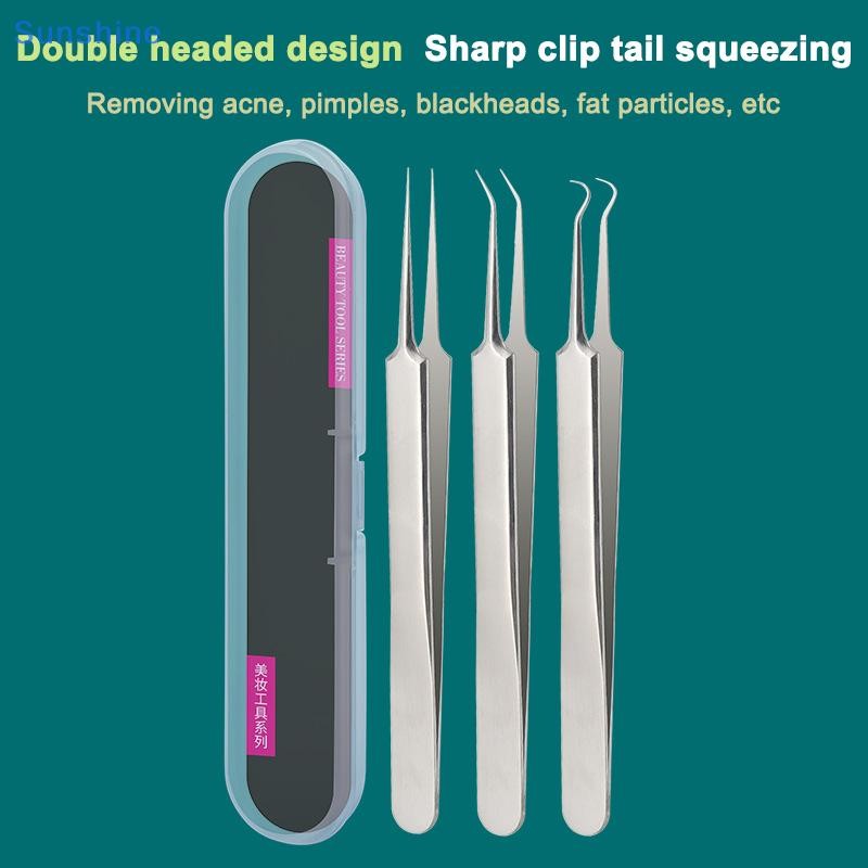 Sun Acne Pimple Remover Tool Facial Skin Care Products Kit Black Head Removal Nhíp Face Cleaner Dụng