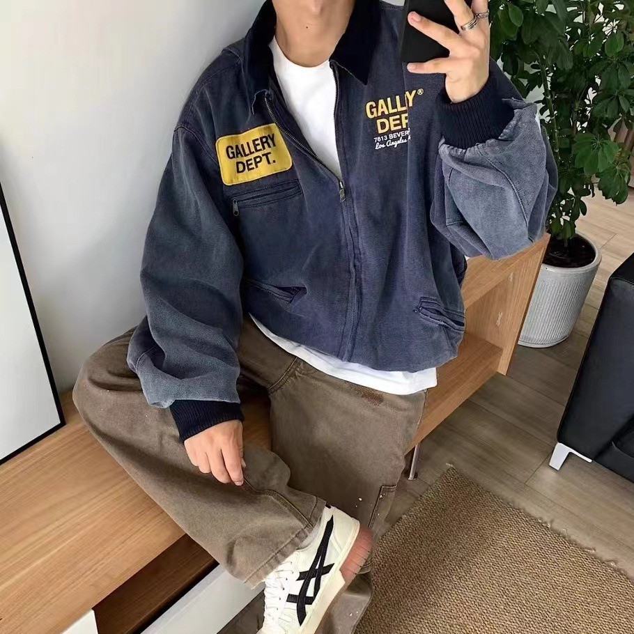 MCHI GalleryDept American Retro Washed vintage Kaha Style Workwear Jacket Loose Zip Denim Coat