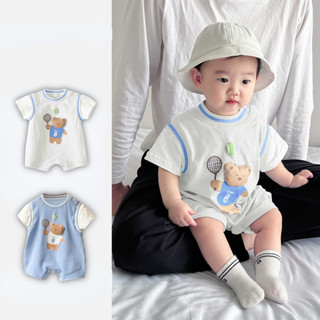 Mùa Hè Mới Quần Áo Cho Bé Trai Và Bé Gái Phong Cách Thể Thao Ngắn Tay Body 0-24 Tháng Tuổi Cho Bé Siêu Đẹp Trai Hoạt Hình Gấu Jersey Phong Cách Hàn Quốc Đi Chơi Quần Áo