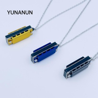 Vòng cổ YUNAUN Harmonica, Harmonica 8 tông màu Woodwind 4 lỗ, Nhạc cụ Mini xích kim loại dành cho trẻ em
