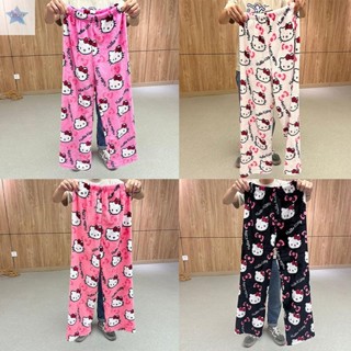 Gjcute Hello Kitty Bộ Đồ Ngủ Quần Kawaii Anime Thu Đông Ấm Áp Quần Áo Gia Đình Nhiều Phong Cách Flannel Quần Thường Ngày Bé Gái Quà Tặng VN