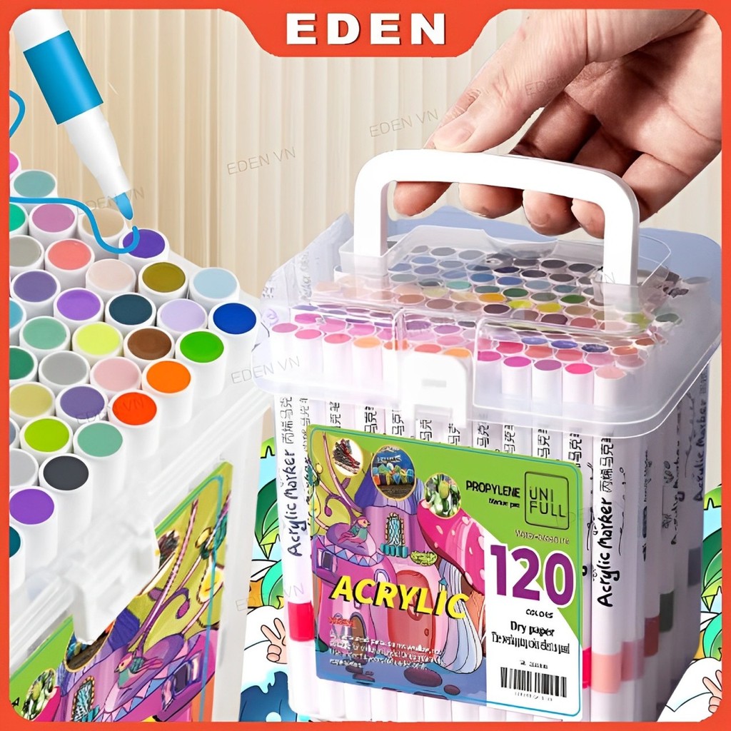 Bút màu acrylic marker 60/100/120 màu - Màu acrylic Thế hệ mới Chống Thấm, Vẽ Lên Được Nhiều Chất Li
