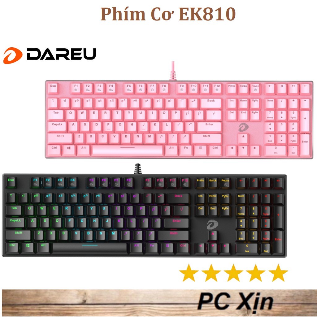 Bàn phím cơ Gaming DAREU EK810 104KEY Black / Pink - Bảo hành 24TH-TechStore