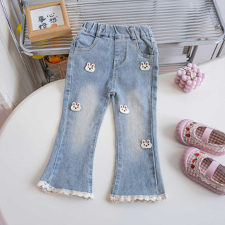 Quần Dài Jean Ống Loe Đính Thỏ Cho Bé Gái 1-7 Tuổi MINTSCLOSET Quảng Châu - QR8639