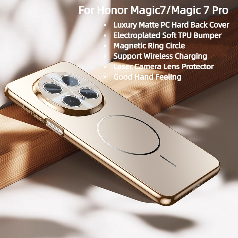 Dành Cho Honor Magic7 Honor Magic 7 Pro Ốp Lưng Mạ Điện Sang Trọng PC Mờ Cứng Từ Tính Vỏ Điện Thoại 