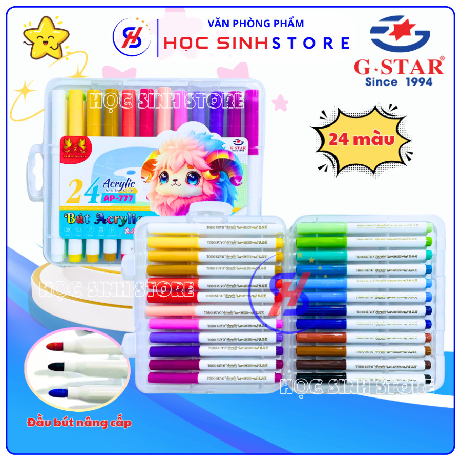 Hộp 24 Màu Acrylic Marker Todo Suyo AP777-24M Dung Tích Mực Lớn, Viết Vẽ Trên Mọi Bề Mặt, Màu Tươi S
