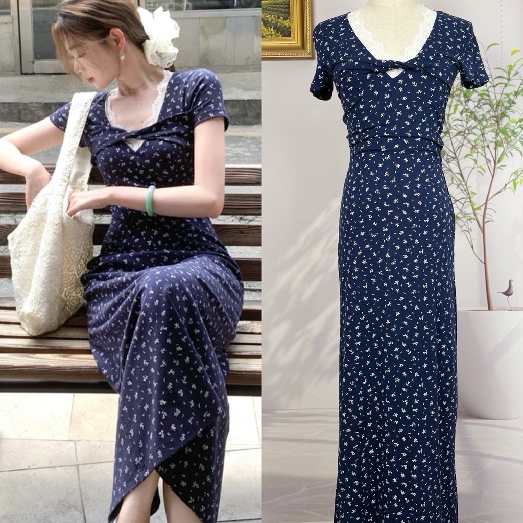 EIA Yiyao Kasuga Itaewon - Đầm Hoa Thắt Nút Phong Cách Hàn Quốc, Thiết Kế Ôm Dáng